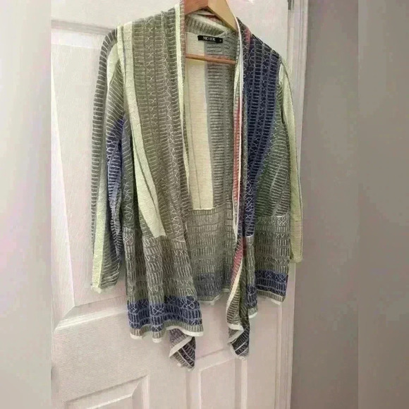 Nic + Zoe plus size 1x linen multi colored 3/4 cardigan - Picture 1 of 7